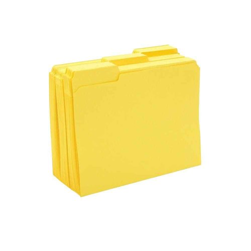 Staples 508903 File Folders W/ Reinforced Tabs Letter 3 Tab Yellow 100/Box