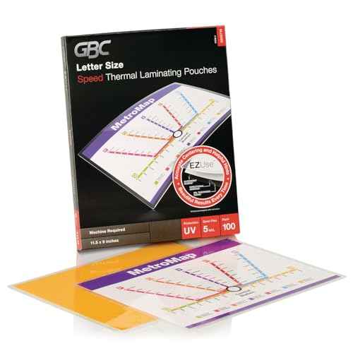 GBC Laminating Sheets, Thermal Laminating Pouches, Letter Size, 5 Mil, Speed Format, EZUse, 100 Pack (3200716)