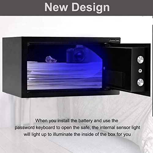 JUGREAT Safe Box with Sensor Light,Electronic Digital Security Safe Steel Construction Hidden with Lock£¬Wall or Cabinet Anchoring Design for Home Office Hotel Business 0.55 Cubic Feet Black