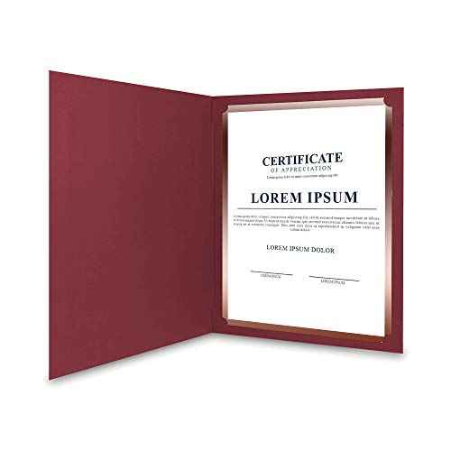 SUNEE Certificate Holders(Burgundy, 50 Packs), Diploma Covers Gold Foil Border, for Letter Size 8.5x11 Certificates, Cardstock, Document Papers