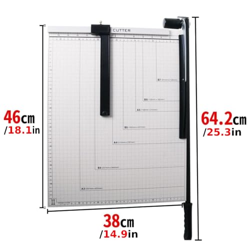 Japard Guillotine Paper Cutter 18 inch A3 Paper Slicer Trimmer for Classroom with Safety Guard Blade Lock Guide, 12 Sheet Capacity