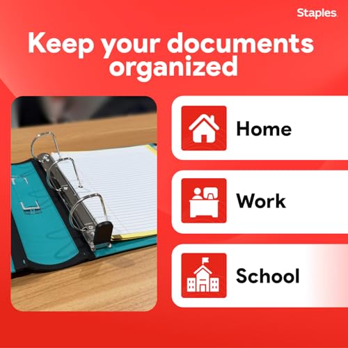 Staples Better Binder 2-Inch D-Ring View Teal - Holds 540 Sheets, Heavy Duty