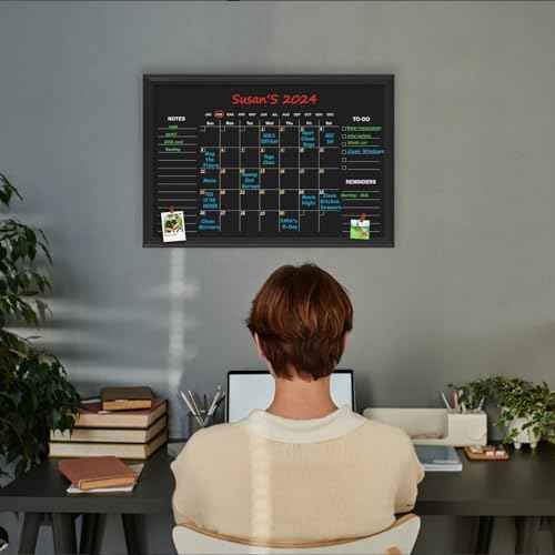 Magnetic Chalkboard Calendar,17.7¡± ¡¿ 23.6¡° Monthly and Weekly Calendar Chalk Board for Wall, Family Planner,Black(Family-HB-4560)