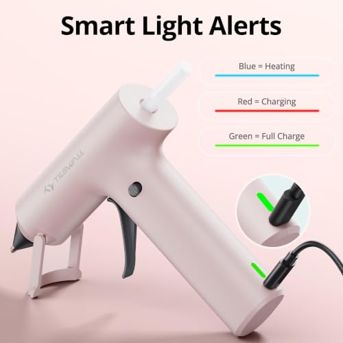 Tilswall Cordless Hot Glue Gun with 2Ah Built-in Battery and Fast Preheat