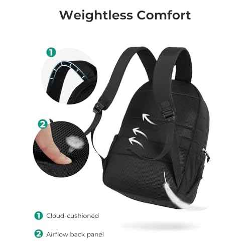 BAGSMART College Laptop Backpack, Travel Backpack for Women, Quilted Casual Daypack, Water-Resistant Bookbag for 15.6 Inch Laptop, Black