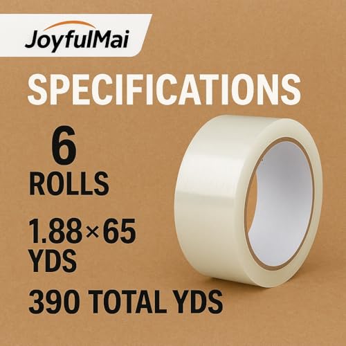 JoyfuIMaiMaiMai 2.7Mil x 1.88in x 65Yards Clear Packing Tape (6 Rolls, 390 Yards Total)