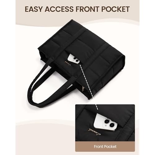 LOVEVOOK Laptop Bag for Women, Puffer Tote Bag for Work 15.6 Inch Large Computer Briefcase for Teacher Nurse, Quilted Lightweight Casual Shoulder Bag For Travel, Daily