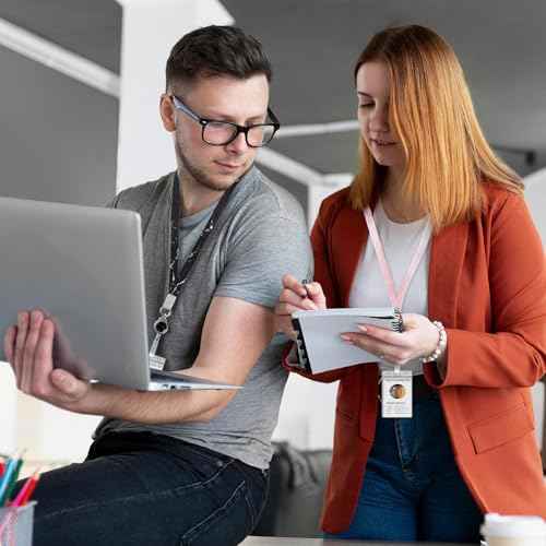 4 Pack Lanyards for Id Badges Retractable Badges Reels Marble Lanyard Teacher Lanyards with Waterproof Id Badge Holder for Cruise Ship Cards