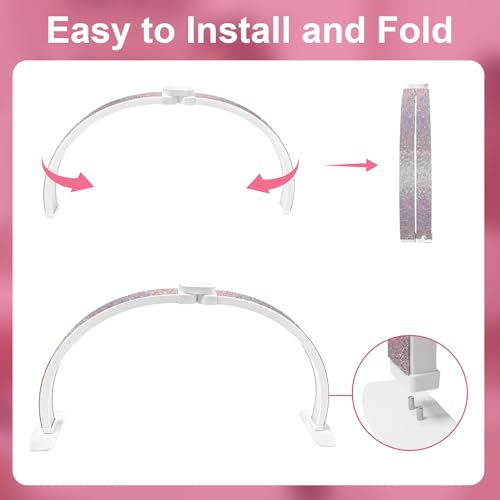 Update Large Half Moon Light for Nail Desk, Foldable 29in Nail Light for Desk with Phone Holder, Adjust Brightness 3000K?6000K, for Eyelash Tech,Salon (Iridescent Diamond)