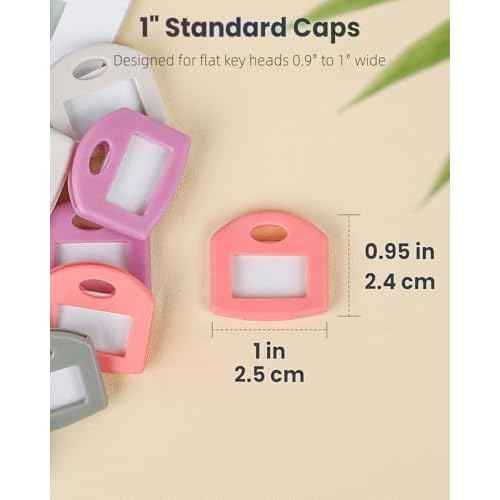 Uniclife 12 Pcs Key Covers Caps 1 Inch Key Covers Protectors with Clear Windows and Blank Paper Labels, Soft Key Identifiers for Standard Regular Thin Flat House Keys, 6 Colors (Not for Odd-Shaped)