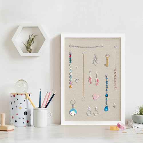 Cork Board with Linen White,Bulletin Board 17"x12" Hanging Corkboards for Office Home School Message Board or Vision Board Decoration.