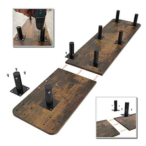 Dual Monitor Stand - 43.7 inch Extra Long Wide TV Stand - Wood & Steel Leg Desktop Riser - Desk Organization - Home Office (Vintage)