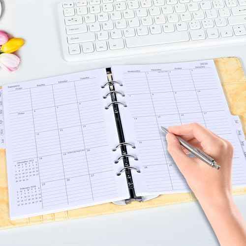 2026 Monthly Planner Refill, A5 Medium Planner Inserts for 6 Holes, 5.5"x8.5", Jan. 2026 - Dec. 2026, 12 Monthly Calendars with Laminated Tabs, 6-Hole Punched