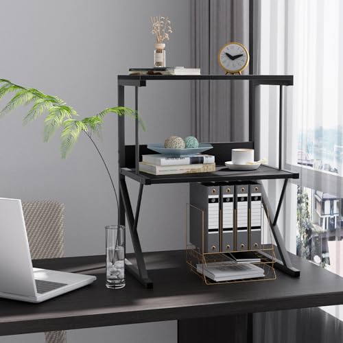 aboxoo Printer Stand for Desk, Desktop Printer Shelf Large 3-Tier Multi-Purpose Office Organization Shelves for Home Office, Black