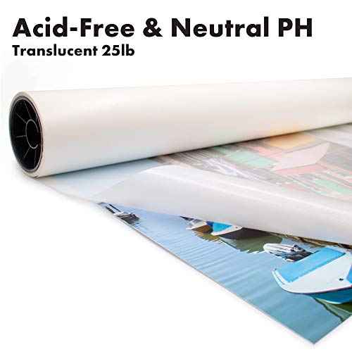Acid-Free with a Neutral PH | Protects Art & Photographs | Glassine Paper Roll | 24 inches x 150 feet | by Paper Pros