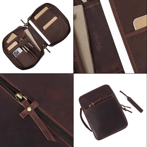 ELIZO Leather Bible Cover Case for Women and Men - Bible Bag Holder, Book Carrying Organizer Case, Bible Sleeve Accessories Protector (Kodiak, Small)