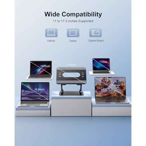 Adjustable Laptop Stand Ergonomic Computer Riser Aluminum Laptop Stand for Desk Portable Notebook Stand Laptop Riser Holder Compatible with 10-17.3¡¯¡¯ Laptops Tablets,Black
