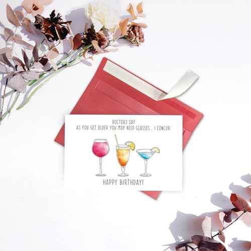 SuperShunhu Funny Wine Birthday Card for Him Her, Humorous Birthday Card for Wine Lover, Happy Birthday Card for Friend, Sarcastic Getting Older Card