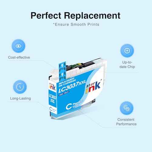 LC3037 XXL Ink Cartridges Replacement for Brother LC3037 Ink Cartridge Compatible with Brother MFC-J5845DW Ink MFC-J6545DW MFC-J6945DW MFC-J5945DW Printer LC3037 bk/c/m/y Ink Cartridges-4Pk