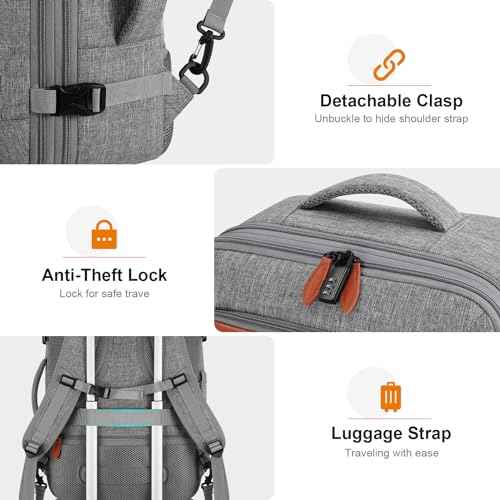 Bagsure Travel Backpack Carry On Backpack 42L Flight Approved, Expandable Laptop Backpack with Packing Cubes & Shoe Pocket, Water Resistant Luggage Backpack for Men Women, TSA Approved, Large Backpack
