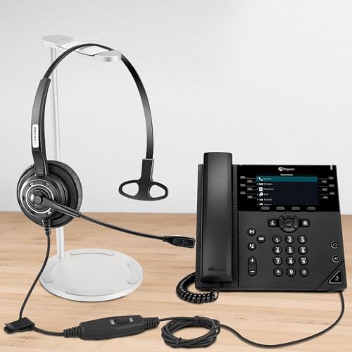 Phone Headset RJ9 with Microphone Noise Cancelling & Mute Switch, Telephone Headset Compatible with Polycom VoIP VVX311 VVX411 VVX310 VVX410 VVX300 VVX400 VVX401 VVX501ShoreTel 230 Landline Phone