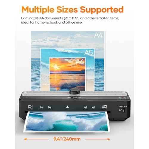 Laminator Machine, 9 Inch with 20 A4 Sheets Thermal and Cold Lamination Built in Cutter Quick Warm Up,Portable Laminating Machine for Home Office School Use