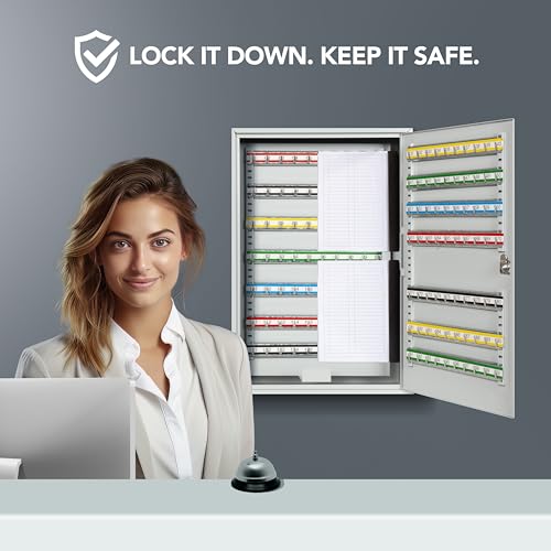 Durabox 200-Position Steel Key Cabinet Light Grey with 200 Key Hooks & Tags – Wall-Mount