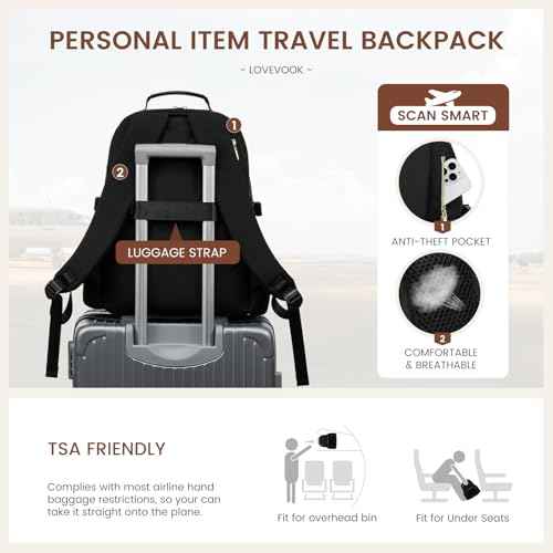 LOVEVOOK Laptop Backpack for Women with Pouch Pocket for Large Capacity Cup,15.6 Inch Laptop Computer Bag Travel Backpack Purse,Waterproof Work Business Backpack College Teacher Bags,Black