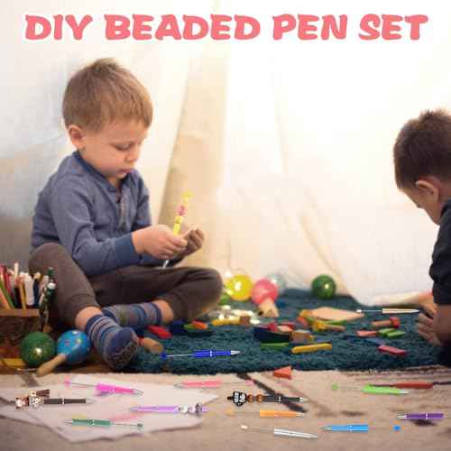 150 Pcs DIY Beadable Pen Kit Multicolor Bulk Ballpoint DIY Crafting Pens with 8 Colors Refills & Bags for Students Teens Teachers School Office Accessories Supplies