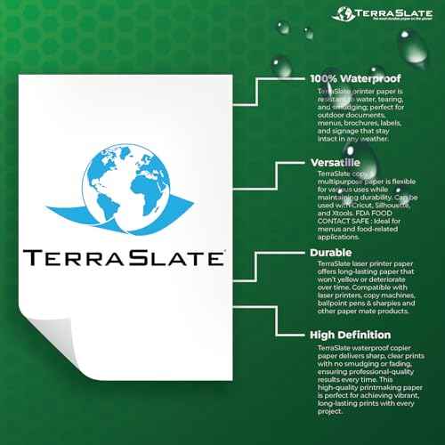 TerraSlate Waterproof & Rip-Proof Printer Paper, 10 MIL, A4 210 x 297 mm, White Paper, (25 Sheets)