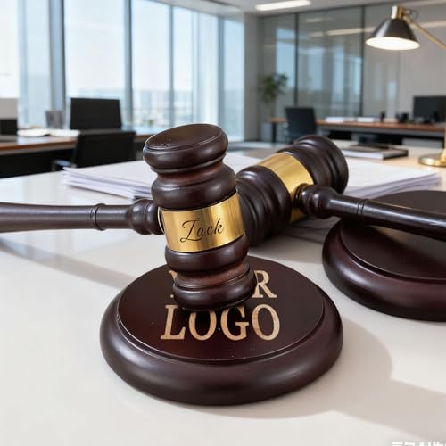 Personalized Wooden Gavel and Sound Block Set - Custom Engraved Judge Lawyer Gift