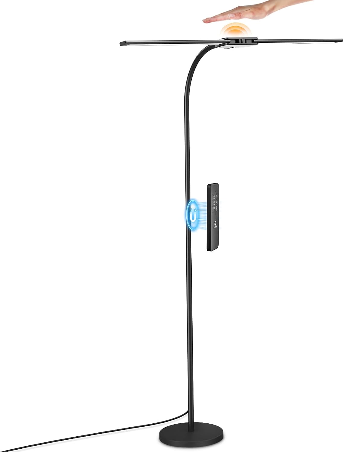 Syrinx LED Floor Lamp - 18W 2000LM Bright Reading Light with Gesture & Remote Control | Dimmable Dual Head Design