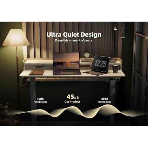 YDN Electric Standing Desk with Drawers, Adjustable Height Stand Up Desk, 48 inch Electric Sit Stand Computer Desk for Home Office, White