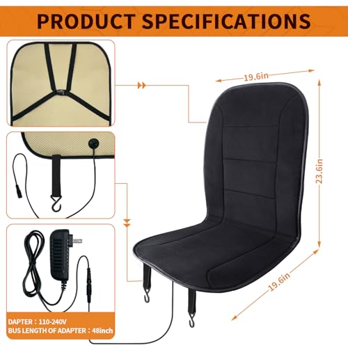 MAXCOM Heated Seat Cushion for Office Chair - Heating Pad for Back, Lumbar, Hip, Thigh with 7 Temperatures Levels - Warm Gift for Winter