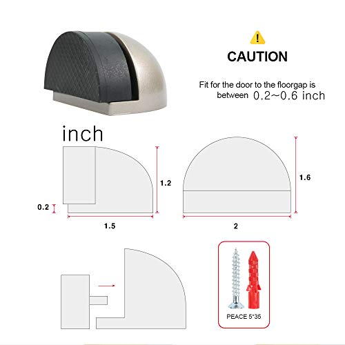 Floor Door Stopper with Rubber pad 4pack, Semicircle Shaped Door Stopper, Protecting Wall (2inch x 30pack, Dark Grey)