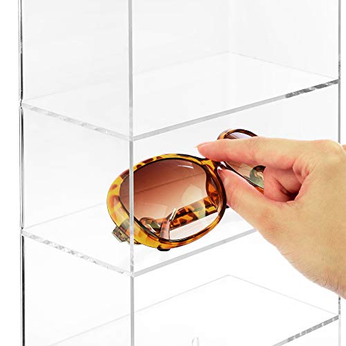 MOOCA Acrylic 5 Levels Wall Mounted Acrylic Display Case, Shot Glass Display Case Cabinet, Wall Mounted Sunglass Organizer, Sunglasses Shelf