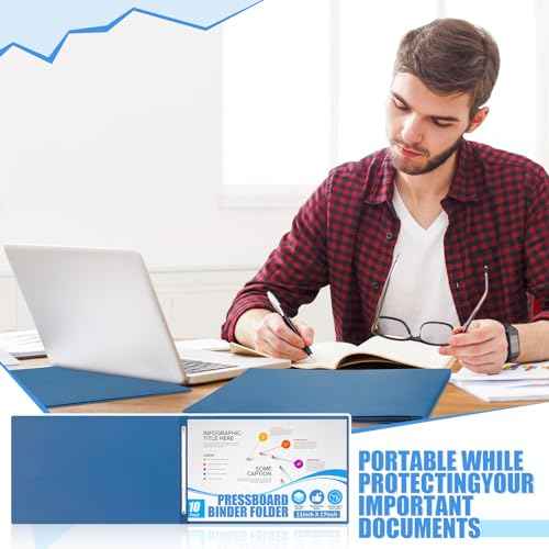 10 Pcs Pressboard Report Cover, 3" Capacity Presentation Binder Folder with Metal Prong Paper Fastener to Neatly Bind Reports Proposals Transcripts, Other Documents (11x17 Inch,Navy Blue)