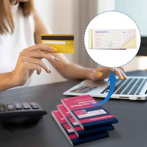 XKDOUS 2 Pack Money and Rent Receipt Book, 2-Part Carbonless, 2-3/4" x 6-1/2" Receipt Book for Small Business, 50 Sets per Book