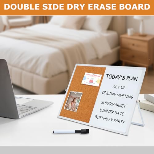 Ayliwee 16x12in Magnetic Whiteboard & Cork Board Combo with Accessories