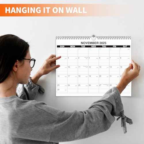 Wall Calendar 2025-2026, October 2025 to April 2027, 19 Months Calendar 14.7 * 11 Inch, Wall Calendar for Home or Office Planning and Organizing-White