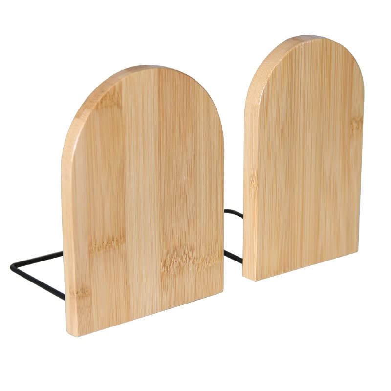 Natural Bamboo Bookends Set of 2 Large Capacity Office & Home Book Holders