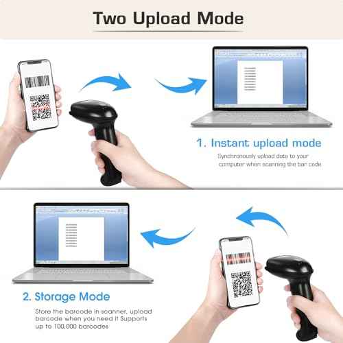 WoneNice Wireless Barcode Scanner, 2D QR Handheld Scanner for iOS Mac Windows, Plug and Play USB Cordless 1D Barcode Reader for Retail Store Warehouse Inventory