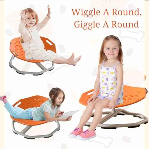 Sensory Spinning Chair - Swivel Chair for Autistic, Autism Spinning Chair with Handle (Orange)