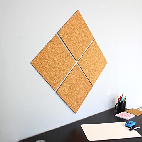 Flipside Products 12" x 12" x 5mm Natural Brown Cork Squares, Wall Tiles, Square Pinning Cork Board, Bulletin Board Mini Wall Board - 16 Pack
