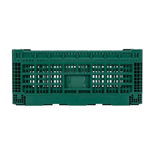 Restaurantware Cater Tek 43 Liter Collapsible Crate 1 Stackable Storage Crate - With Handles Mesh Design Green Plastic Folding Crate Heavy-Duty For Home Garage Or Commercial Use