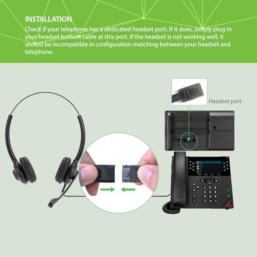 IPD Phone Headset for Office and Call Center Wired QD to RJ9 IPH-215 Binaural-Comapatible with Avaya 1608 1616 9601 9608 9611 9611G 9620 9621 9630 9631 9640 9641 9650 9670 J139 J159 J169 J179