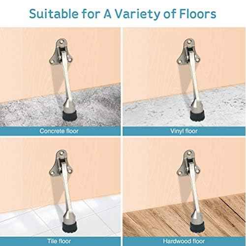 Door Stopper, Kick Down Door Stops for Heavy Doors, with Rubber Tip and Spring Lever, Adjustable, Easy to Set Down and Release, 4-Inch, for Wide Doors (4inch x 30pack, Satin Nickel)