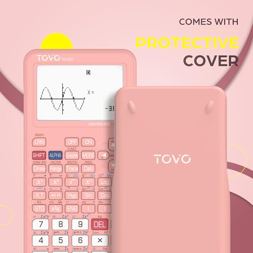 Pink Scientific Graphing Calculator with 360+ Functions, Large 3" Screen - TOVO TS-259