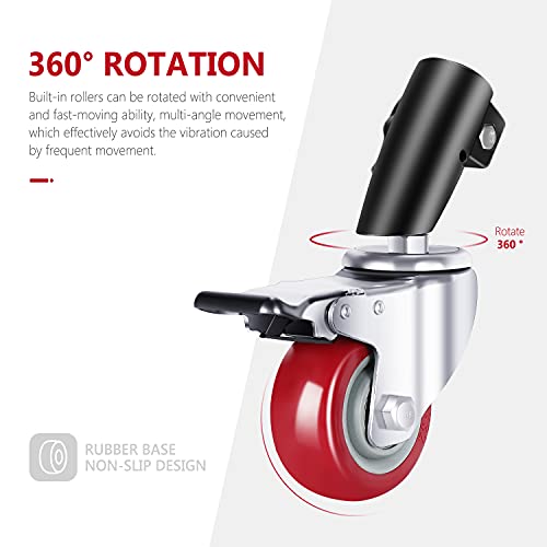 Neewer 3 x 75mm Diameter Swivel Castor Caster Caster Castor Metal Construction Rubber Base Only Compatible with C Neewer Stand for Studio Video Shooting (Black)