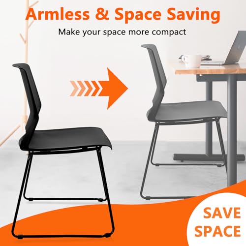 KLASIKA 4-Pack Stacking Chairs with Back, Black – Stackable Conference/Waiting Room Chairs